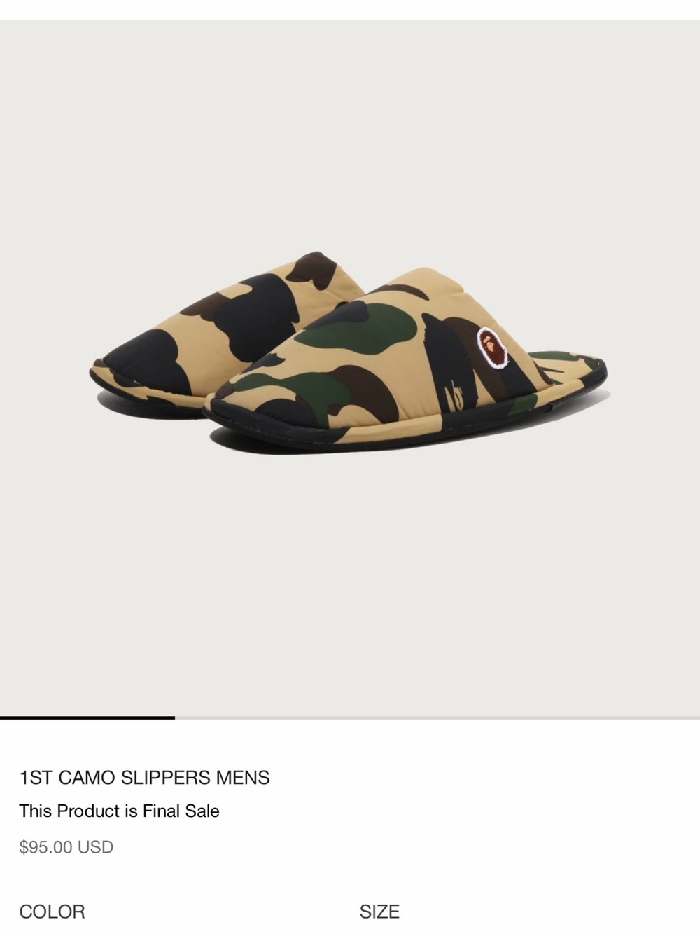 Bape Men's Camo Slip-On Slippers - Tan, Green, Black